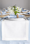 Solino Home Linen White Table Runner 120 Inches Long - 100% Pure Linen Hemstitch 14 x 120 Inch Table Runner for Dining, Holiday, Christmas, New Year - Classic Hemstitch