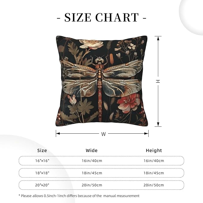 William Morris Abstract Vintage Floral Dragonfly Design 18x18 inches Throw Pillow Covers Square Pillowcases Decor for Bed Couch Sofa Living Room Cushion Covers