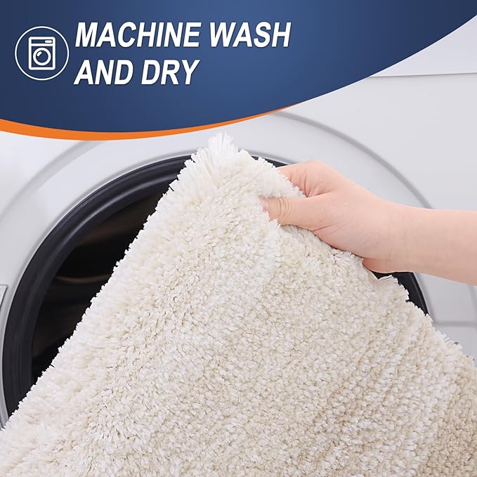 OLANLY Bathroom Runner Rugs 47x20, Extra Soft Absorbent Microfiber Bath Rugs, Rubber Backing, Quick Dry, Washable Bath Mats for Bathroom Floor, Tub and Shower, Home Decor Accessories, Light Beige