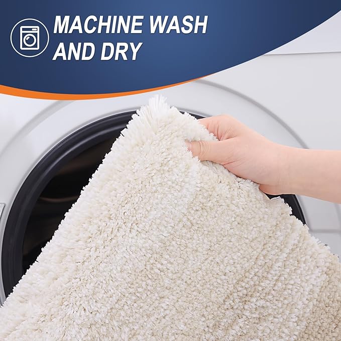 OLANLY Bathroom Rugs Mat 30x20, Extra Soft Absorbent Microfiber Bath Rugs, Rubber Backing, Quick Dry, Machine Washable Bath Mats for Bathroom Floor, Tub and Shower, Home Decor Accessories, Light Beige