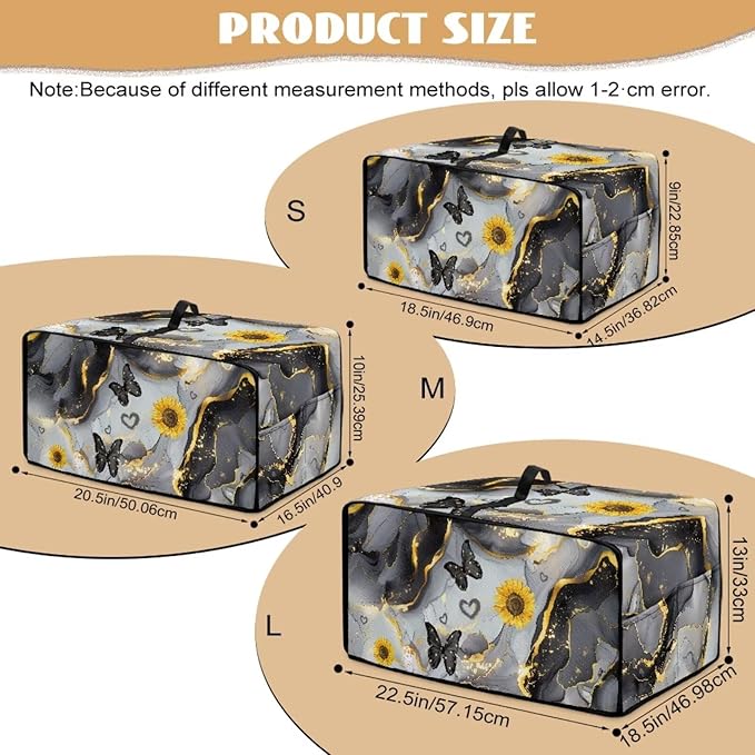 Convection Oven Cover Countertop Appliance Covers Stain-resistant Microwave Oven Protector for Kitchen Home Decor, M, Black Gray Gold Marble Butterfly Sunflower