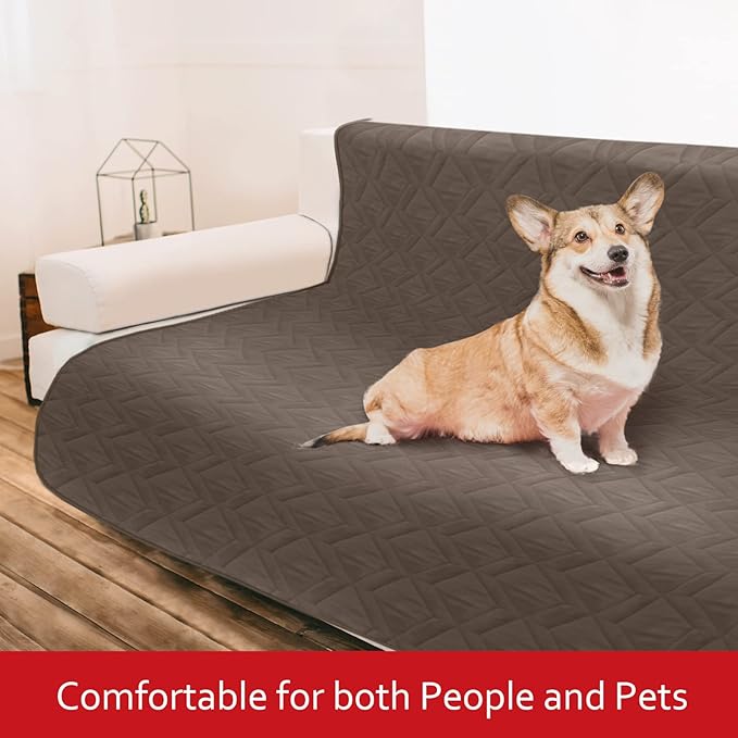 Moonsea Waterproof Blanket Dog Bed Cover with Non-Skid Bottom, Couch Cover for Dogs, Mattress Protector Furniture Protector, Bed Couch Sofa(68" X 82"), Chocolate