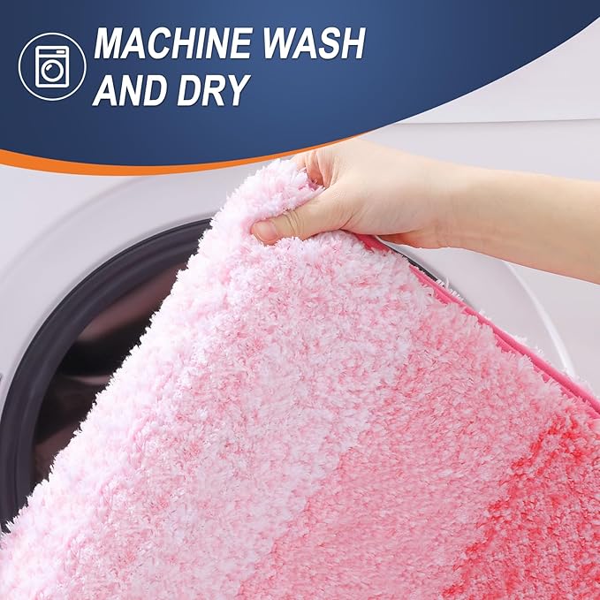 OLANLY Bathroom Runner Rugs 70x24, Extra Soft Absorbent Microfiber Bath Rugs, Rubber Backing, Quick Dry, Machine Washable Bath Mats for Bathroom Floor, Tub and Shower, Home Decor Accessories, Pink