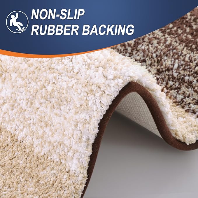 OLANLY Bathroom Rugs Mat 47x32, Extra Soft Absorbent Microfiber Bath Rugs, Rubber Backing, Quick Dry, Machine Washable Bath Mats for Bathroom Floor, Tub and Shower, Home Decor Accessories, Brown