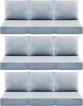 Luxury 6" Outdoor Cushions for Patio Furniture, 24x24x6" Thick Seat Cushion Set of 9, Fade Resistant Couch Chair Replacement Cushions High Density Wicker Chair Cushion w/ Removable Cover Baby Blue