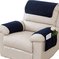 Armrest Cover, Recliner Chair Protector, Furniture Protector Slip, Side Storage Pocket, Stretch Armchair Couch Arm Rest Cover for Recliner, Chair, Sofa (Navy Blue,1 Seater(3pcs))