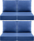 Luxury 6" Outdoor Cushions for Patio Furniture, 24x24x6" Thick Seat Cushion Set of 4, Fade Resistant Couch Chair Replacement Cushions High Density Deep Wicker Chair Cushion w/ Removable Cover, Blue