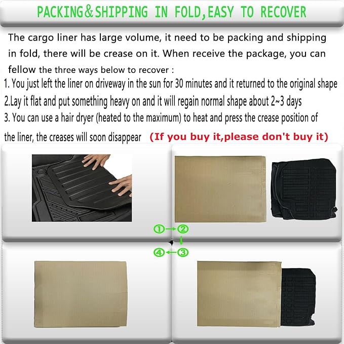 All Weather Rear Cargo Liners Trunk Tray Mats Protector Custom Compatible with KIA Sportage 2017 2018 2019 2020 2021 2022, 3D Waterproof Durable Odorless Flexible Black TPO Accessories