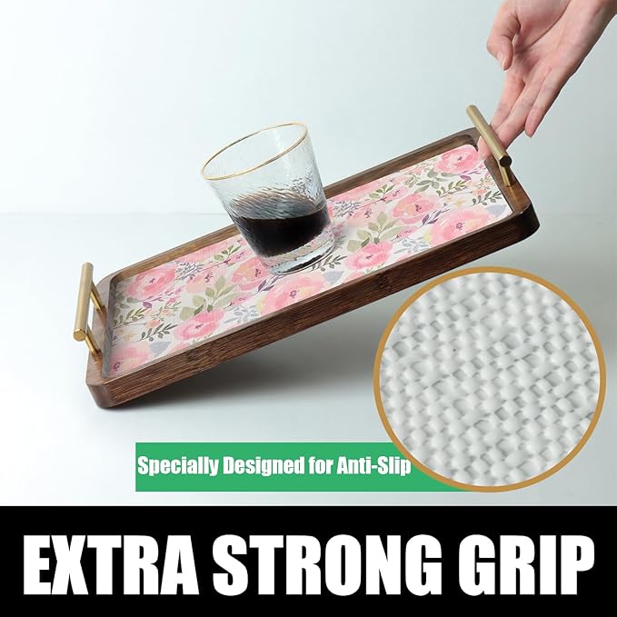 Peach Peony Shelf and Drawer Liner for Kitchen,Non-Adhesive and Strong Non-Slip Floral Cabinet Drawer Liners for Kitchen Shelf, Waterproof Cupboard Liners,Easy to Clean,12IN x 10FT