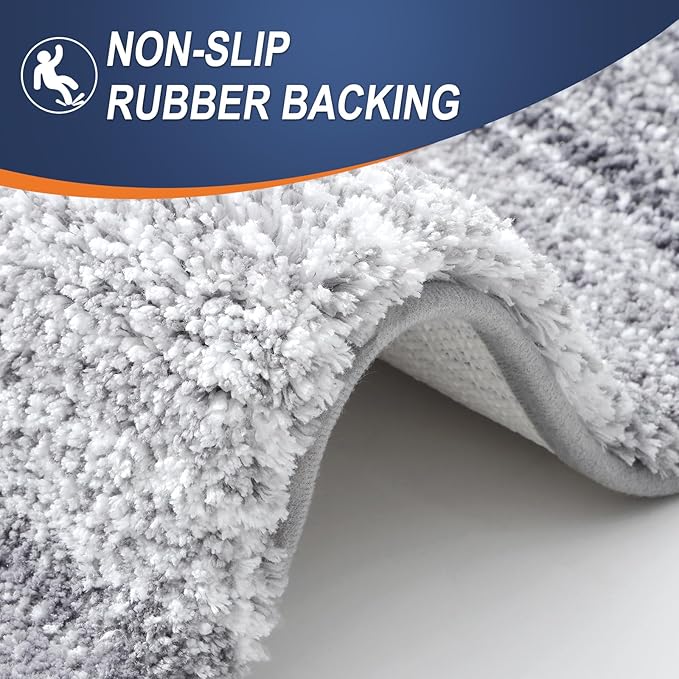 OLANLY Bathroom Runner Rugs 59x24, Extra Soft Absorbent Microfiber Bath Rugs, Rubber Backing, Quick Dry, Washable Bath Mats for Bathroom Floor, Tub and Shower, Home Decor Accessories, Light Grey