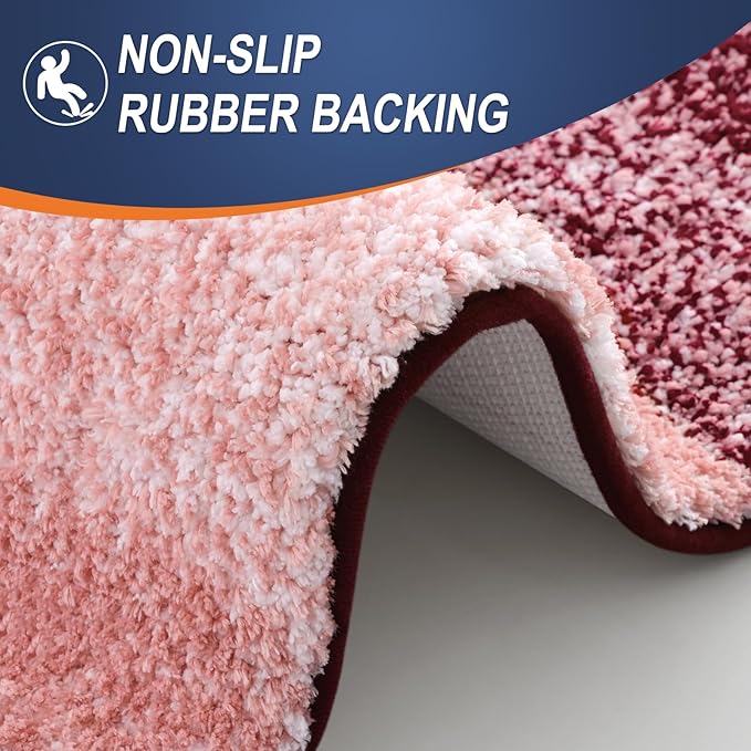 OLANLY Bathroom Runner Rugs 47x24, Extra Soft Absorbent Microfiber Bath Rugs, Rubber Backing, Quick Dry, Machine Washable Bath Mats for Bathroom Floor, Tub and Shower, Home Decor Accessories, Red