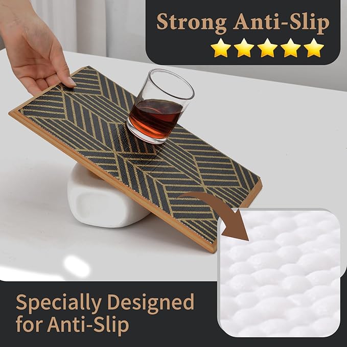 Shelf Liners for Kitchen Cabinets 12in x 20FT, Non Adhesive Cabinet Liner Strong Non-Slip Black Gold Geometric Drawer Liner, Easy to Clean for Shelf, Cabinet with Knife and Tape Measure