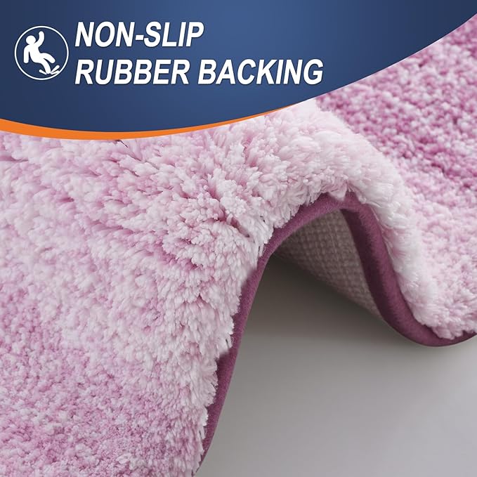 OLANLY Bathroom Runner Rugs 59x17, Extra Soft Absorbent Microfiber Bath Rugs, Rubber Backing, Quick Dry, Washable Bath Mats for Bathroom Floor, Tub and Shower, Home Decor Accessories, Pinkish-Purple