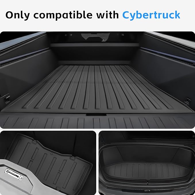 3Pcs for Tesla Cybertruck Trunk Mats Accessories 2024 2025 Custom Fit All Weather TPE Cargo Liner,Heavy Duty Pickup Truck Bed/Lower/Frunk Mat