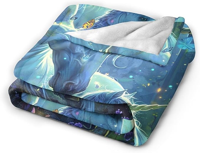 Unicorn Blanket for Girls - White Horse Throw for Women, Men, Boys - Soft Warm Cozy Fleece for Couch, Sofa, Bed - Gifts and Decor - 80"x60"