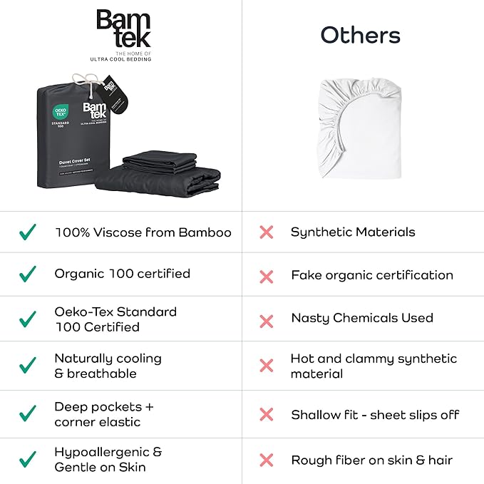 Duvet Cover Set - 100% Viscose Derived from Bamboo Duvet Cover Queen Size, 3 PC Luxury Cooling Duvet Cover for Hot Sleepers, Buttery Soft Comforter Cover & 2 PC Queen Pillowcases, Charcoal