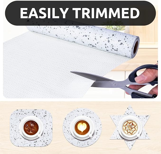 RAY STAR 12X120 Inch Shelf Liner for Kitchen Cabinets, Non-Adhesive Cabinet Liner Washable, PVC Drawer Liner for Dresser Non-Slip Bathroom (Stone)(5 Roll)