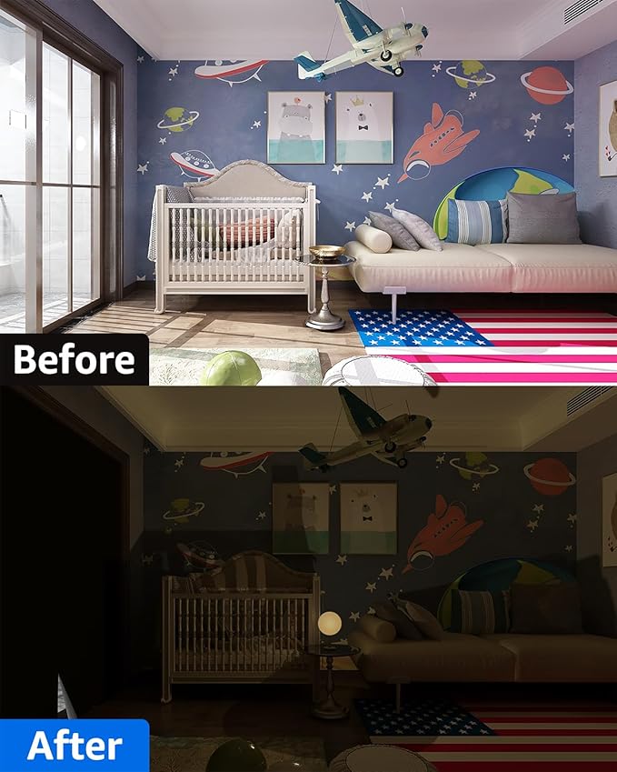 Sumobaby Blackout Curtains for Bedroom Portable 12"x36",No Drill Blackout Shades with Upgraded Hook&Loop Tapes,100% Black Out Window Cover,Thermal Insulated Blinds for Bedroom,Nursery(1 Panel,Black)