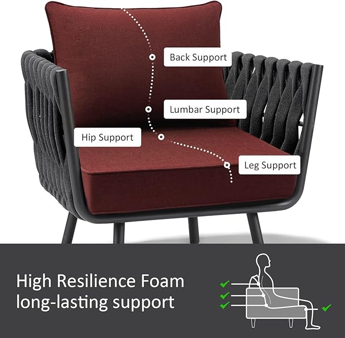 Sunbrella Outdoor Patio Chair Cushions Set, 24" x 24", Set of 2, Water-Repellent, Fade Resistant, Deep Seat Cushion for Backyard, Couch, Sofa and Patio Furniture, Spectrum Brick