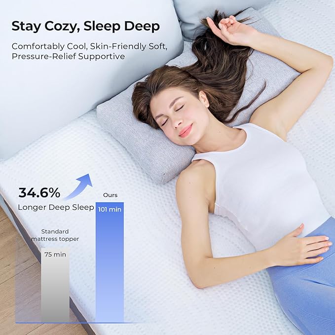 Cooling Mattress Topper Queen Size 2 Inch, Cooling Gel & Bamboo Charcoal Memory Foam Mattress Topper for Back Pain Relief, Firm Dual-Layer Foam Bed Pad with Removable Cover