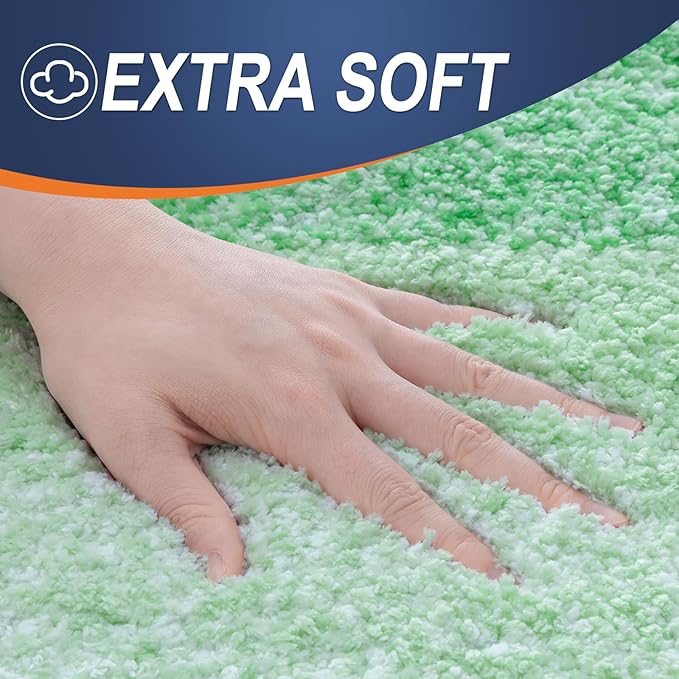 OLANLY Bathroom Runner Rugs 47x24, Extra Soft Absorbent Microfiber Bath Rugs, Rubber Backing, Quick Dry, Machine Washable Bath Mats for Bathroom Floor, Tub and Shower, Home Decor Accessories, Green