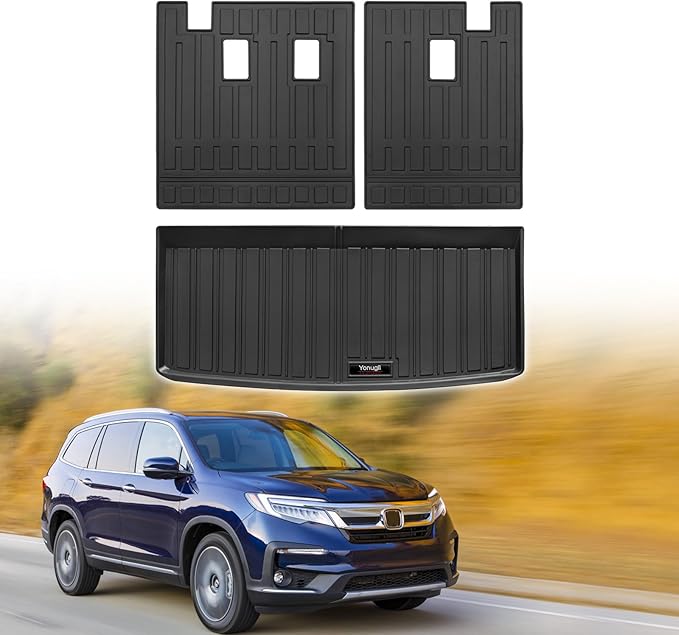 Custom for 2016-2025 Honda Pilot Cargo Mats Trunk Liner and 3rd Rear Seat Backrest Mats All Weather TPE Protection Mat Accessories (for 2016-2025 Honda Pilot)