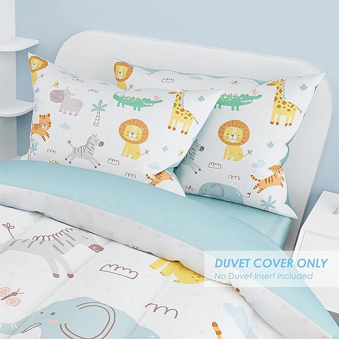 SANDJEST Animal Duvet Cover Sets Full Size for Kids Boys Girls, Include 1 Polyester Comforter Cover 80x90 Inches and 2 Pillowcases 20x26 Inches, Comforter Not Included, Gift for Christmas Birthday