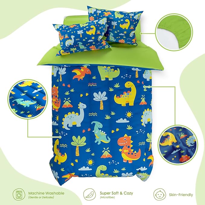 SANDJEST Dinosaur Design Duvet Cover Sets Twin Size for Kids Boys, Include 1 Comforter Cover 68x86 Inches and 1 Pillowcase 20x26 Inches, Comforter Not Included, Gift for Christmas Birthday