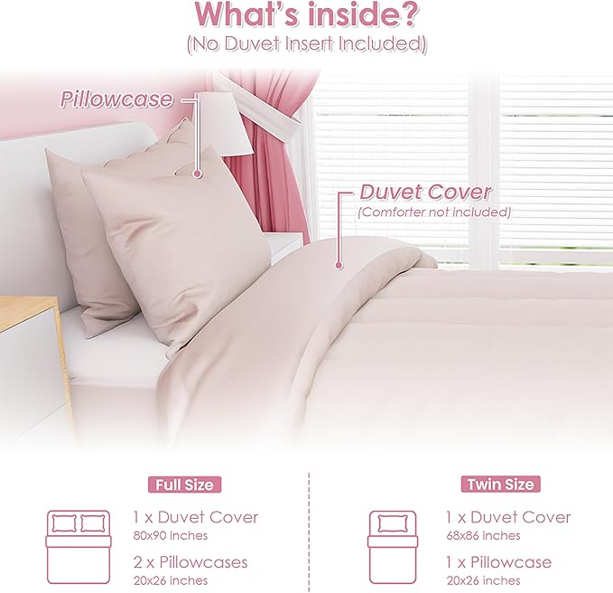 SANDJEST Beige Duvet Cover Sets Twin Size for Kids Boys Girls, Include 1 Polyester Comforter Cover 68x86 Inches and 1 Pillowcase 20x26 Inches, Comforter Not Included, Gift for Christmas Birthday