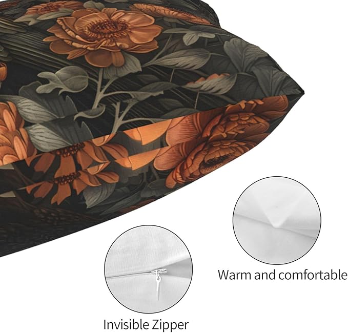 Mystical Raven Art Print Decor, William Morris Abstract Vintage Floral Design 20x12 inches Throw Pillow Covers Square Pillowcases Decor for Bed Couch Sofa Room Cushion Covers