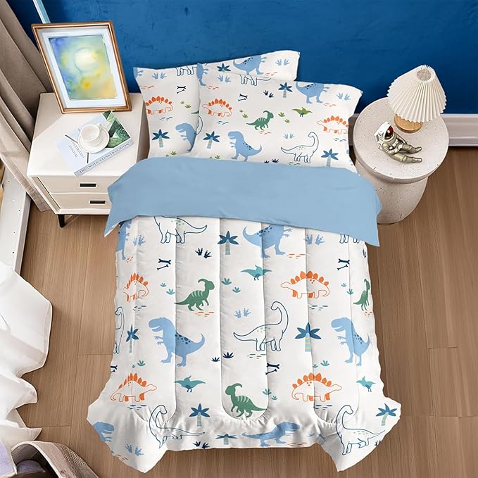 SANDJEST Dinosaur Duvet Cover Sets Full Size for Kids Boys, Incude 1 Polyester Comforter Cover 80x90 Inches and 2 Pillowcases 20x26 Inches, Comforter Not Included, Gift for Christmas Birthday