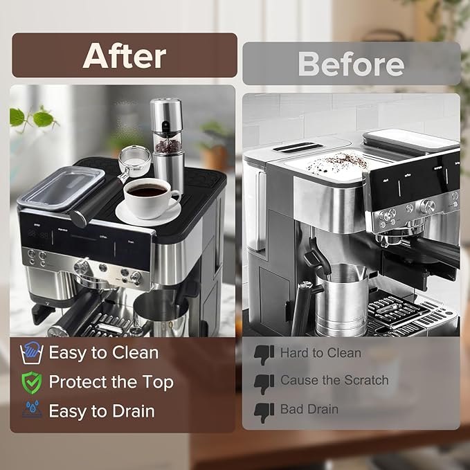 1 Pcs Top Mat for Ninja Luxe Cafe Espresso Machine ES601 & ES701, with Barista Towel and Coffee Cleaning Brush, Clean and Protects Top Surface, Anti-scratch, Non-Slip Silicone Coffee Machine Mat