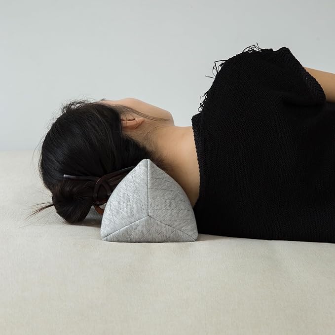 Buckwheat Neck Support Pillow Cervical Neck Cylinder Bolster Pillow Neck Pain Relief Breathable Comfortable for Back and Side Sleepers Round Pillows for Lunch Break Gray, 6x15 Inch