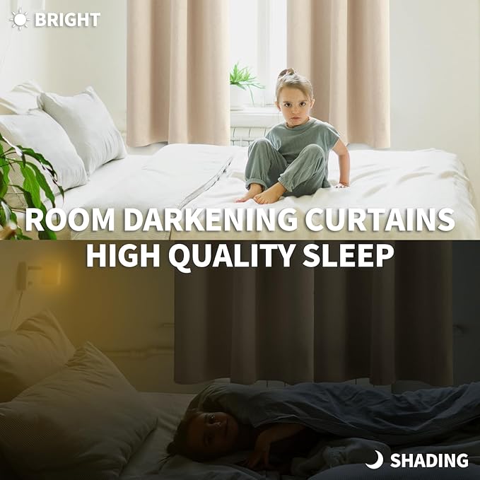 BGment Small Blackout Curtains 30 Inches Length - Rod Pocket Half Window Drapes for Kitchen Cafe Bathroom Bedroom Rv Camper Thermal Insulated Privacy Blinds, Champagne, 2 Panels, 34 x 30 Inch