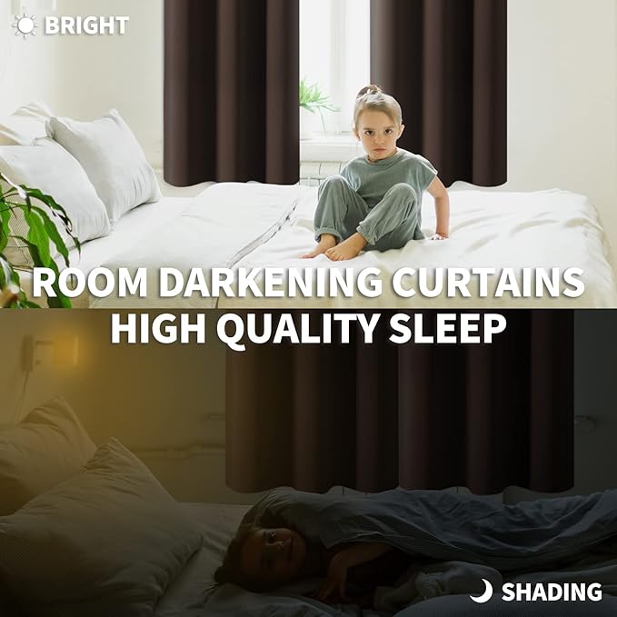 BGment Small Brown Kitchen Curtains 36 Inch Length - Chocolate Half Drapes Thermal Insulated Privacy Blinds for Cafe Bathroom Window Over Sink, 29 x 36 Inch, 2 Panels