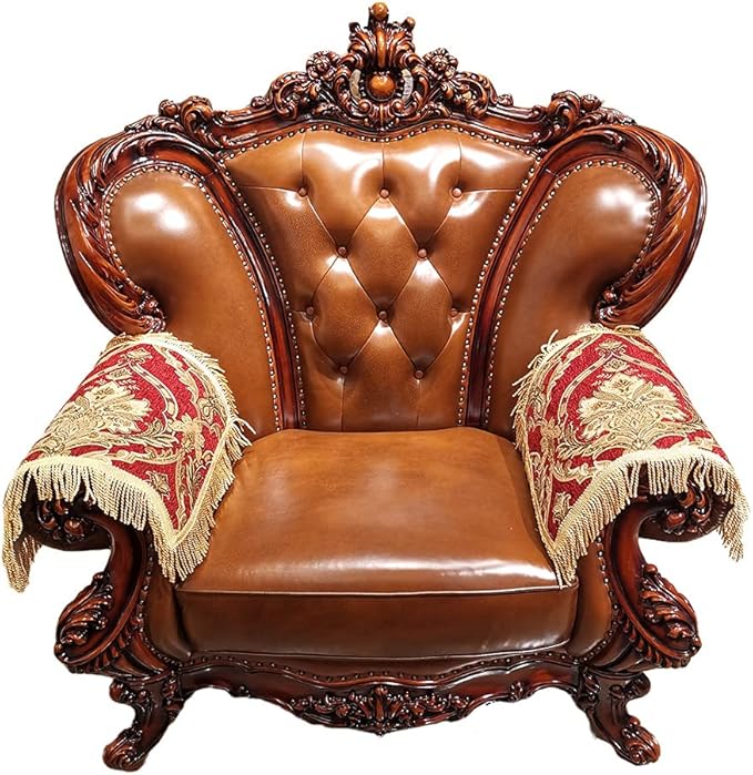 LUFEIJIASHI Luxury armrest Couch arm Covers for recliners Sofas Chairs Anti-Slip Furniture Protector Set of 2 (MLK-red)