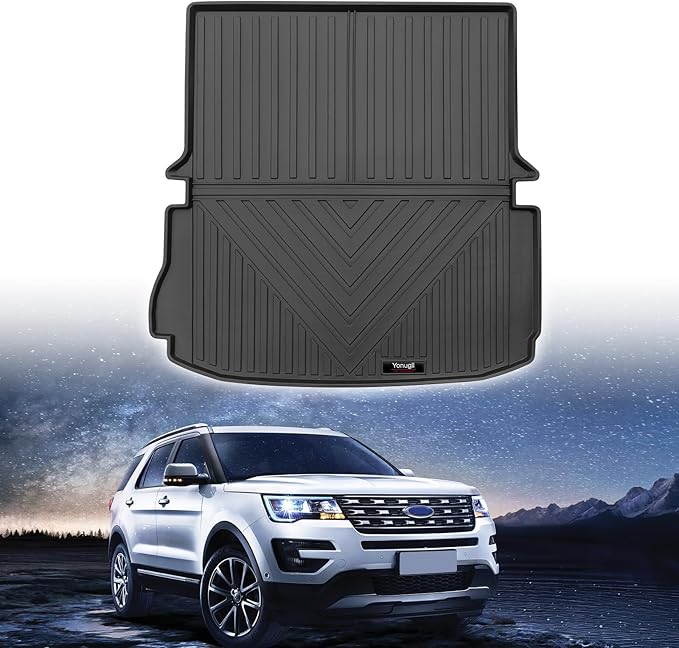 Custom for 2011-2019 Ford Explorer Cargo Mats Trunk Liner with 3rd Rear Seat Backrest Mat All Weather TPE Protection Mat Accessories (for 2011-2019 Ford Explorer)