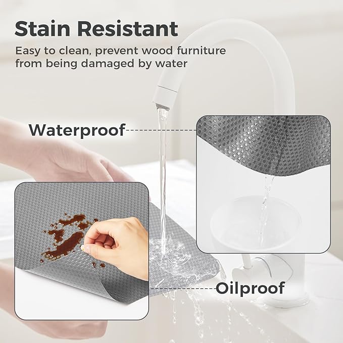 100% EVA Shelf Liner for Kitchen Cabinet, 12" x 240" Drawer Liners Non Adhesive Non Slip Waterproof Plastic Paper, Dresser Pantry Bathroom Refrigerator Protector, Grey