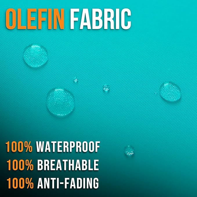 Outdoor Olefin Water-Resistant Deep Seat Cushion Set, 2PCS Weather and Fade Resistant 23''x 26''x 6'' Patio Furniture Seat Cushion, Thickened Sofa Chair Pad for Lawn, Garden, Turquoise