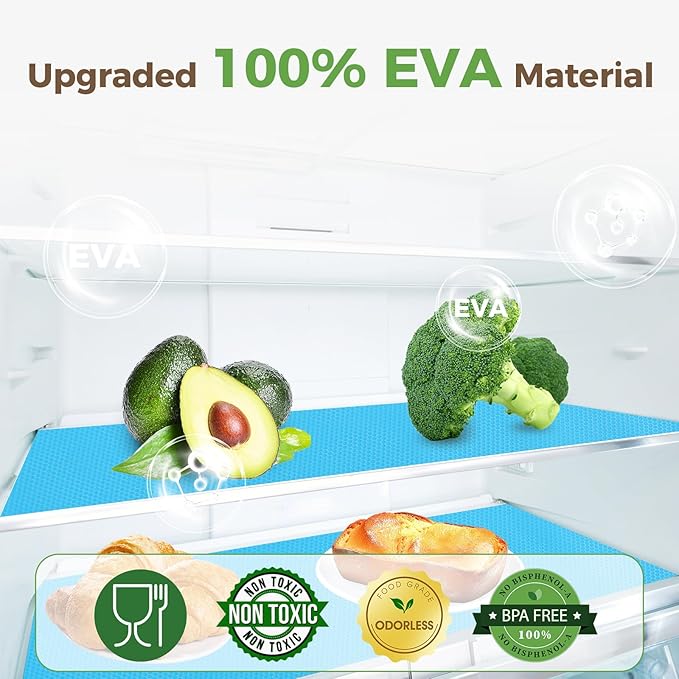 100% EVA Shelf Liner for Kitchen Cabinet, 12" x 240" Drawer Liners Non Adhesive Non Slip Waterproof Plastic Paper, Dresser Pantry Bathroom Refrigerator Protector, Blue