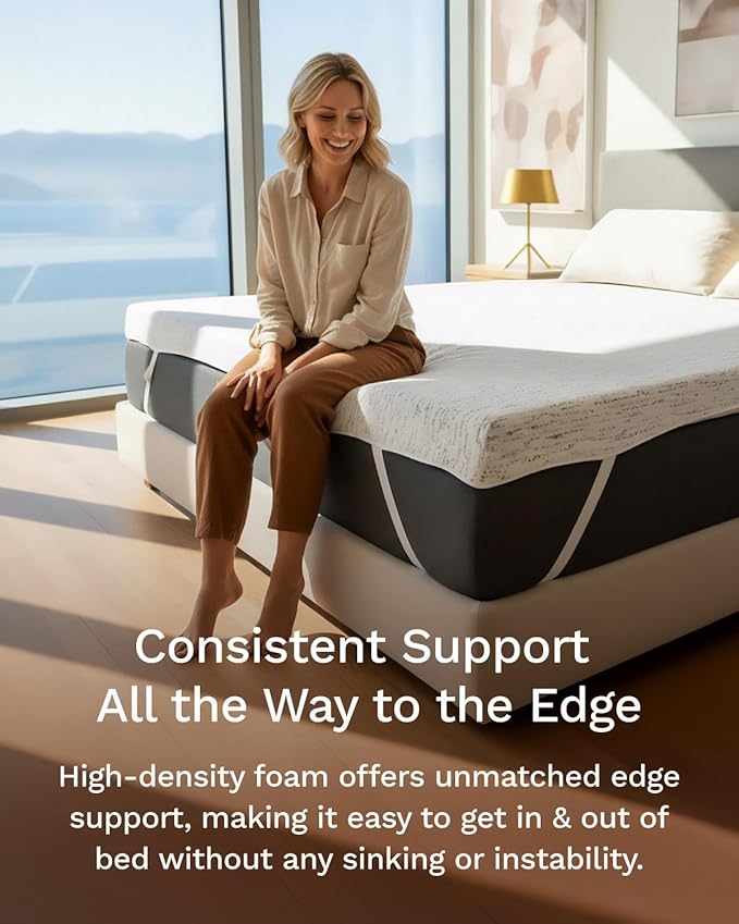 ViscoSoft 3 Inch Memory Foam Mattress Topper Queen - Select High Density Ventilated Mattress Pad - Premium Removable Rayon Cover