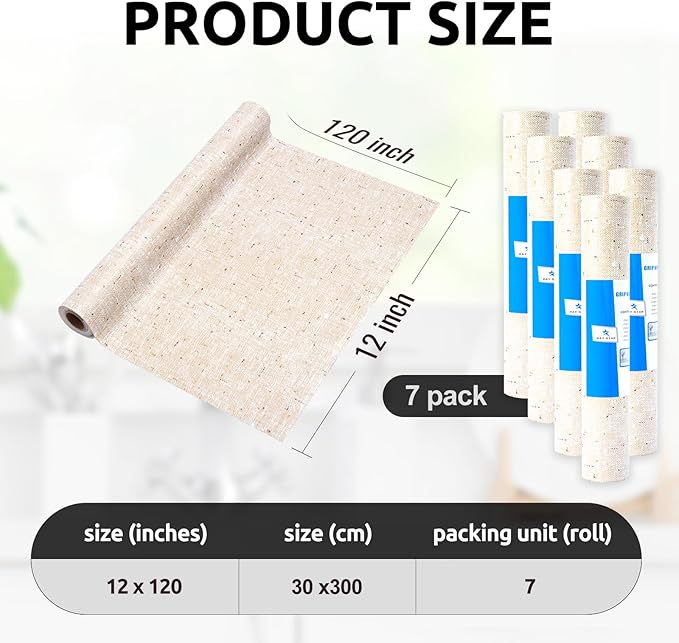 RAY STAR 12X120 Inch Shelf Liner for Kitchen Cabinets, Non-Adhesive Cabinet Liner Washable, PVC Drawer Liner for Dresser Non-Slip Bathroom (Yellow)(7 Roll)