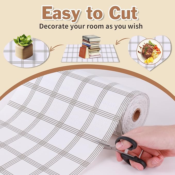 Drawer and Shelf Liner for Kitchen Cabinet: 17 in X 30 Ft Non Slip Waterproof Shelf Paper Non Adhesive Refrigerator Liners White Square Easy Liners for Bathroom Cupboard with Knife Tape Measure