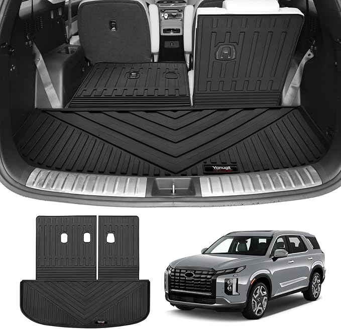 Custom for 2020-2025 Hyundai Palisade Cargo Mats Trunk Liner with 3rd Rear Seat Backrest Mat All Weather TPE Protection Mat Accessories (for 2020-2025 Hyundai Palisade)