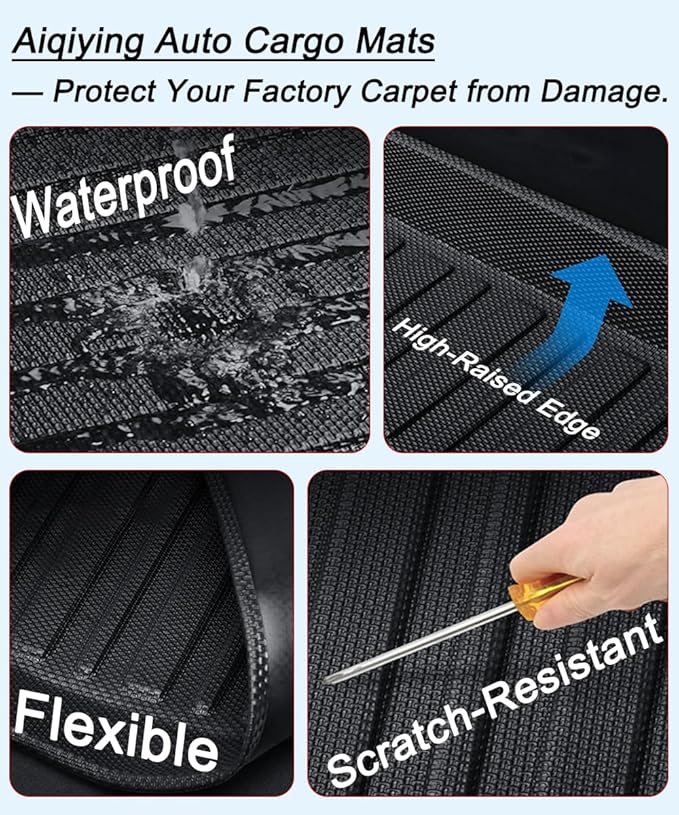 All Weather Rear Cargo Liners Trunk Tray Mats Protector Custom Compatible with 2018 2019 2020 2021 2022 2023 2024 2025 Toyota Camry, 3D Waterproof Durable Odorless Flexible Black TPO Accessories