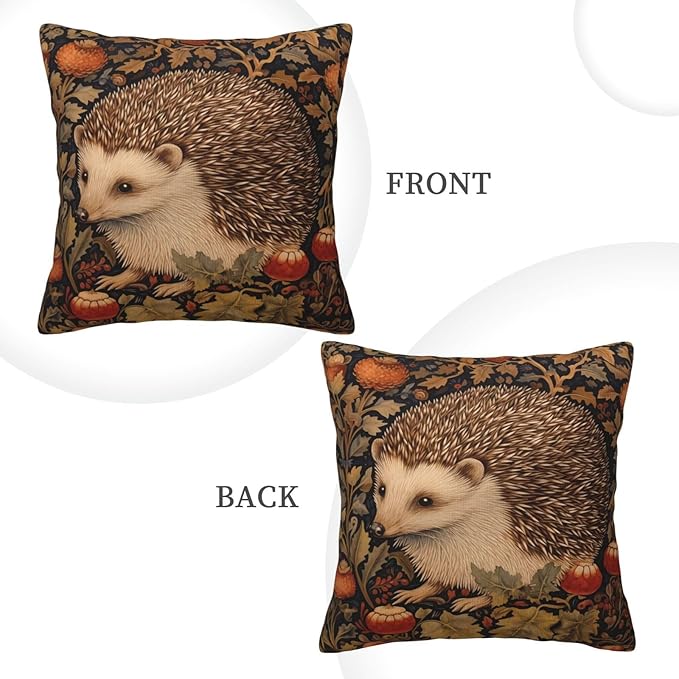 William Morris Abstract Vintage Floral Hedgehog Design 18x18 inches Throw Pillow Covers Square Pillowcases Decor for Bed Couch Sofa Living Room Cushion Covers