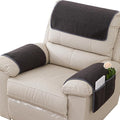 Armrest Cover, Recliner Chair Protector, Furniture Protector Slip, Side Storage Pocket, Stretch Armchair Couch Arm Rest Cover for Recliner, Chair, Sofa (Dark Gray,3 Seater(5pcs))