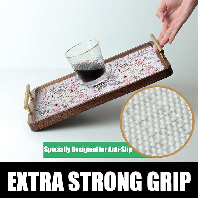 Floral Leaf Shelf Liners Strong Non-Slip and Non Adhesive 12IN x 20FT Shelf and Drawer Liners for Kitchen Cabinet Wire Fridge, Waterproof Shelf Drawer Liner,Easy to Clean