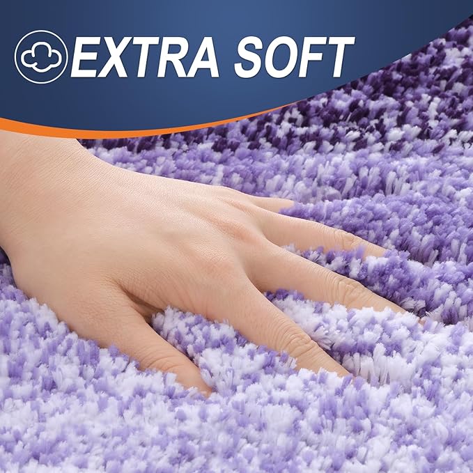 OLANLY Bathroom Runner Rugs 54x24, Extra Soft Absorbent Microfiber Bath Rugs, Rubber Backing, Quick Dry, Machine Washable Bath Mats for Bathroom Floor, Tub and Shower, Home Decor Accessories, Violet