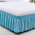 Light Blue Wrap Around Bed Skirts with 16" Drop - Three Sides Fabric Adjustable Elastic Dust Ruffle Silky Soft -600 TC Stretchy Bed Skirt-Queen XL(60"X 84") Light Blue